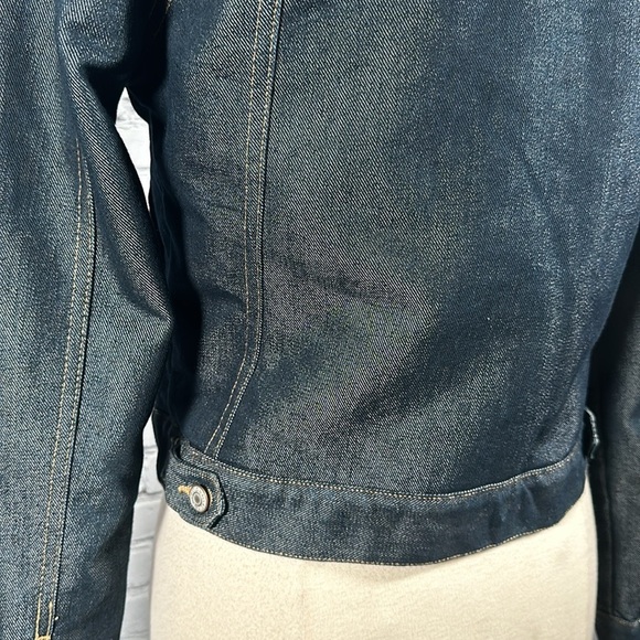 Old Navy Sherpa Lined Jean Denim Trucker Jacket Y2K Vintage Warm Cozy Sz M NWOT - Picture 15 of 16